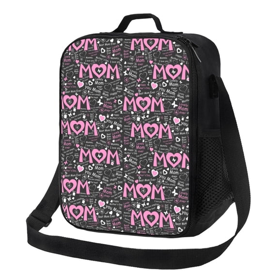 Defioc Lovely Mom Ever Print Lunch Box for Men & Women, Insulated Lunch Bag Thickened Thermal Leakproof Lunch Tote Bag for Adult Office Travel Picnic