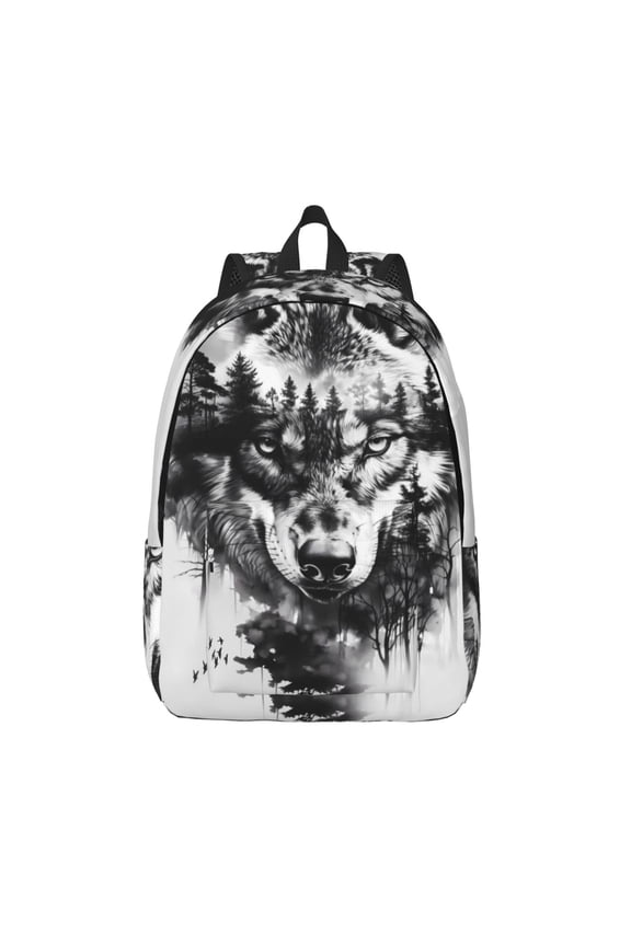 Majestic Wolf Landscape for Canvas Backpack,Travel Rucksack Unisex Knapsack Laptop Backpack for Work & College -Small