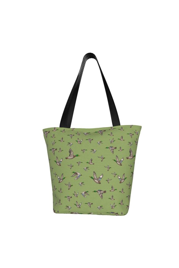 Mallard Duck Print Tote Bag for Women,Shoulder Bag with Zipper Casual Tote's Handbag Big Capacity Shoulder Bag with Inner Pocket Fit for Shopping,Office,Travel
