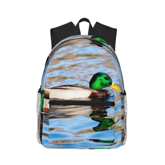 Defioc Mallard Duck Swimming In A River Pattern Laptop Backpack for Men and Women,Casual Backpack Dayback Sports Bookbag for Travel Running Hiking