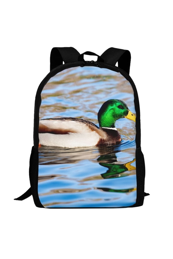 Mallard Duck Swimming In A River Pattern Carry on Backpack,16.5x12.5x5.5 Personal Item Bag Carry On Backpack Water Resistant Lightweight Daypack