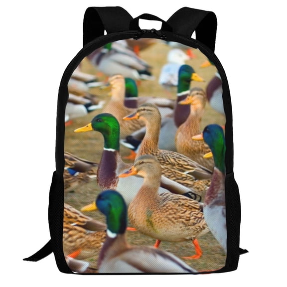 Defioc Mallard Ducks Pattern Carry on Backpack,16.5x12.5x5.5 Personal Item Bag Carry On Backpack Water Resistant Lightweight Daypack