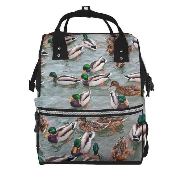 Defioc Mallard Ducks Swimming for Baby Diaper Bag Backpack - Baby Bag for Boys & Girls - Diaper Backpack - Large Travel Diaper Bags- Baby Registry Search & Shower Gifts