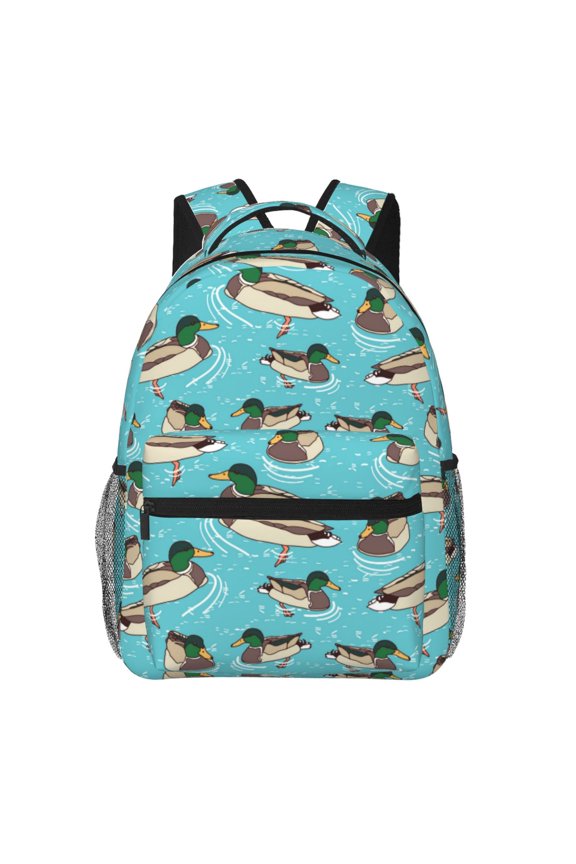 Mallard Ducks Swimming In The Lake Pattern Laptop Backpack,Travel Backpack Outdoor Activities Bag Daypack for Travel Hiking Shopping Daily