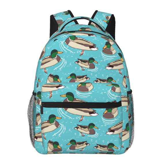 Defioc Mallard Ducks Swimming In The Lake Pattern Laptop Backpack,Travel Backpack Outdoor Activities Bag Daypack for Travel Hiking Shopping Daily