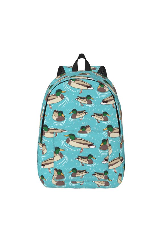 Mallard Ducks Swimming In The Lake for Canvas Backpack,Travel Rucksack Unisex Knapsack Laptop Backpack for Work & College -Medium