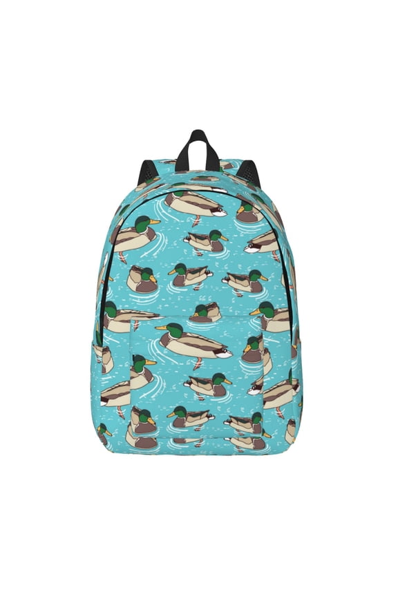 Mallard Ducks Swimming In The Lake for Canvas Backpack,Travel Rucksack Unisex Knapsack Laptop Backpack for Work & College -Small
