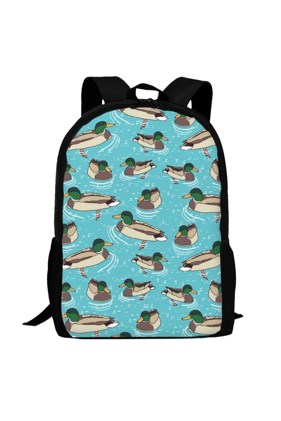 Mallard Ducks Swimming In The Lake Pattern Carry on Backpack,16.5x12.5x5.5 Personal Item Bag Carry On Backpack Water Resistant Lightweight Daypack