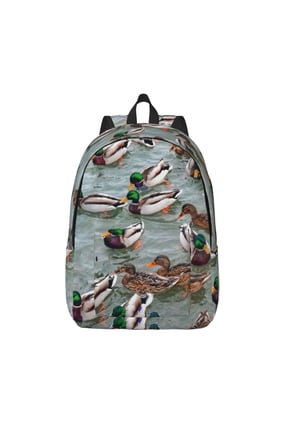 Mallard Ducks Swimming for Canvas Backpack,Travel Rucksack Unisex Knapsack Laptop Backpack for Work & College -Small