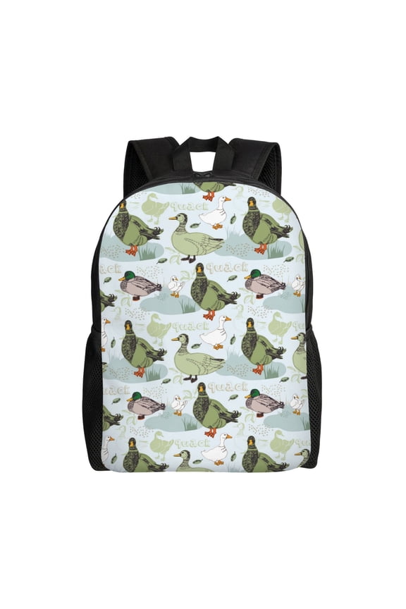 Mallard Ducks Wild Birds Print Backpack -Travel,or Work Bookbag Daypacks with 15-Inch Laptop Sleeve and Dual Water Bottle Pockets