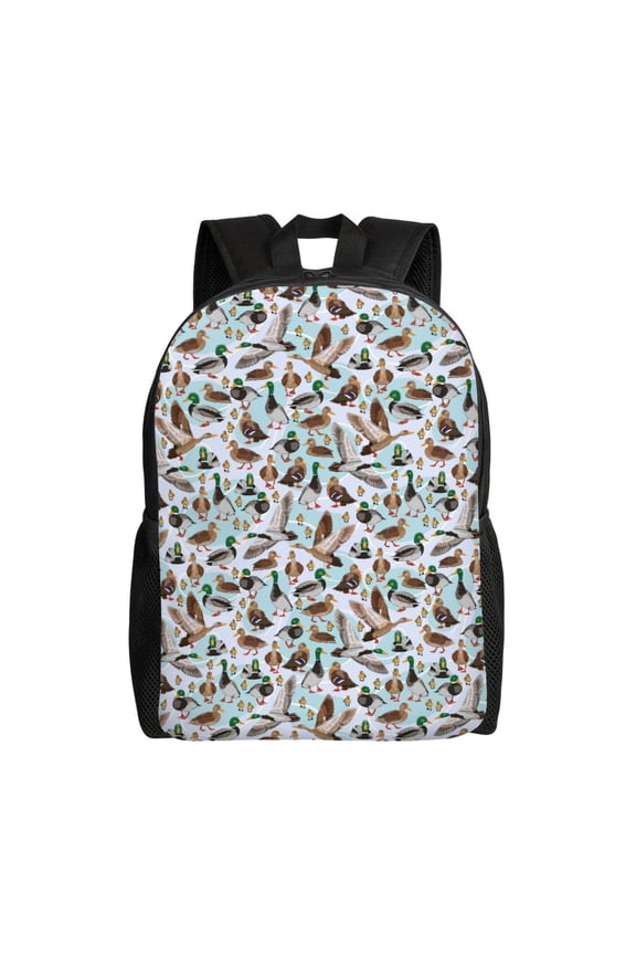Mallard Ducks Wild Birds1 Print Backpack -Travel,or Work Bookbag Daypacks with 15-Inch Laptop Sleeve and Dual Water Bottle Pockets