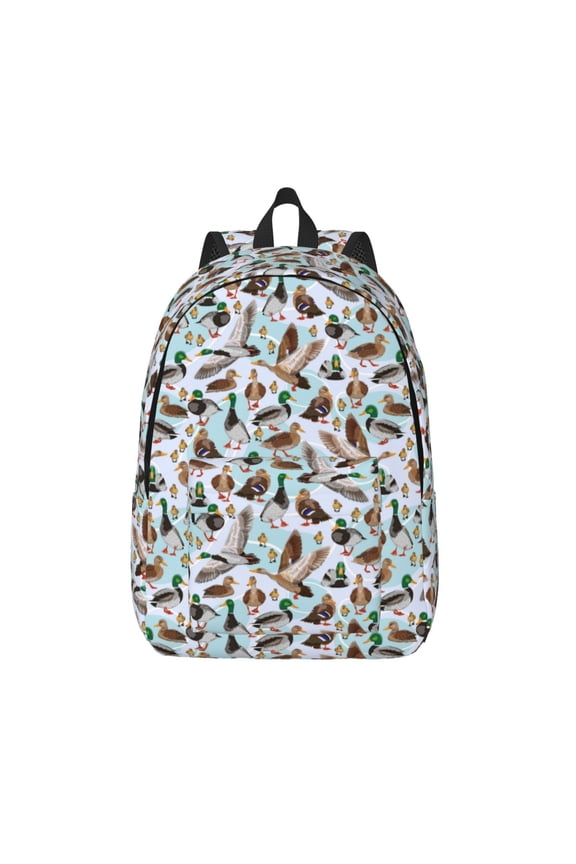 Mallard Ducks Wild Birds1 for Canvas Backpack,Travel Rucksack Unisex Knapsack Laptop Backpack for Work & College -Medium