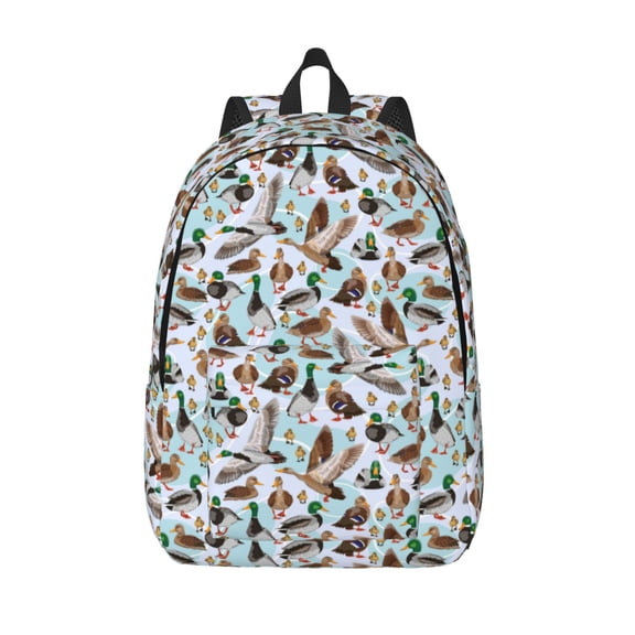 Defioc Mallard Ducks Wild Birds1 for Canvas Backpack,Travel Rucksack Unisex Knapsack Laptop Backpack for Work & College -Medium