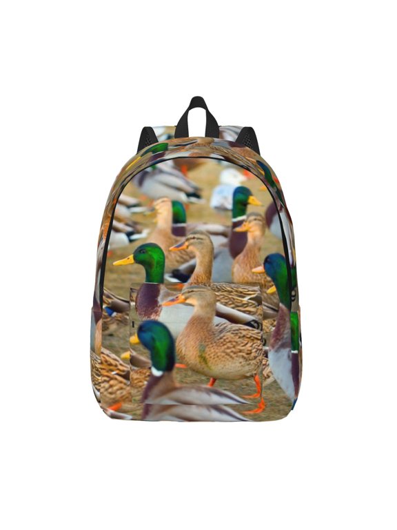 Mallard Ducks for Canvas Backpack,Travel Rucksack Unisex Knapsack Laptop Backpack for Work & College -Medium
