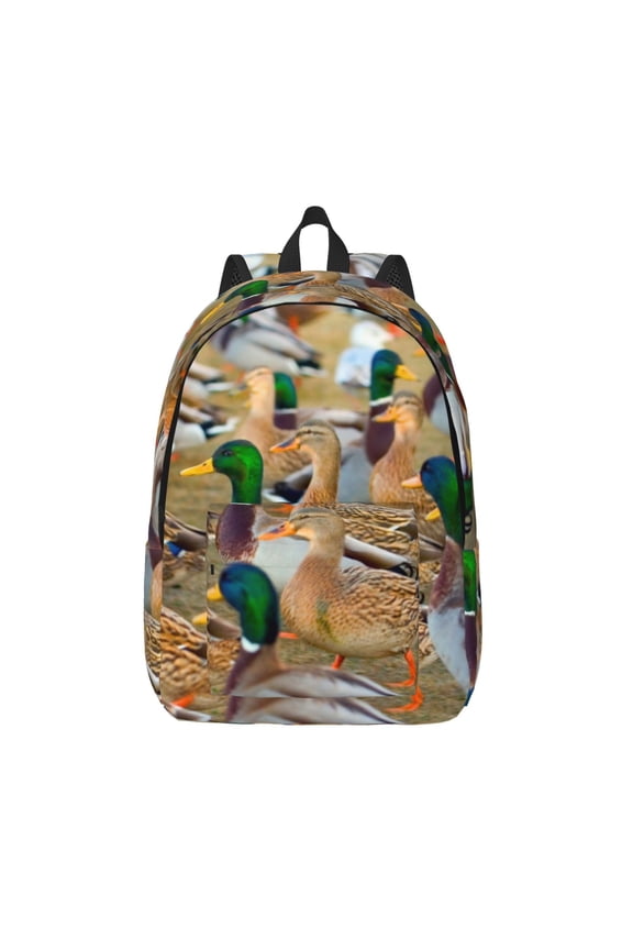 Mallard Ducks for Canvas Backpack,Travel Rucksack Unisex Knapsack Laptop Backpack for Work & College -Medium