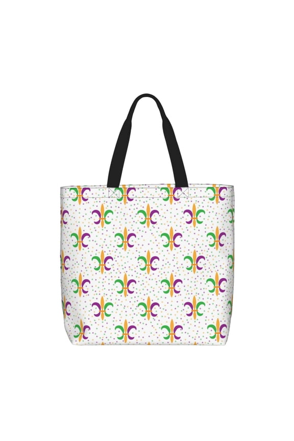 Mardi Gras Carnival1 Pattern Tote Bag for Women,Large Capacity Tote Bag with Zipper Casual Shoulder Handbags Shopping Bag