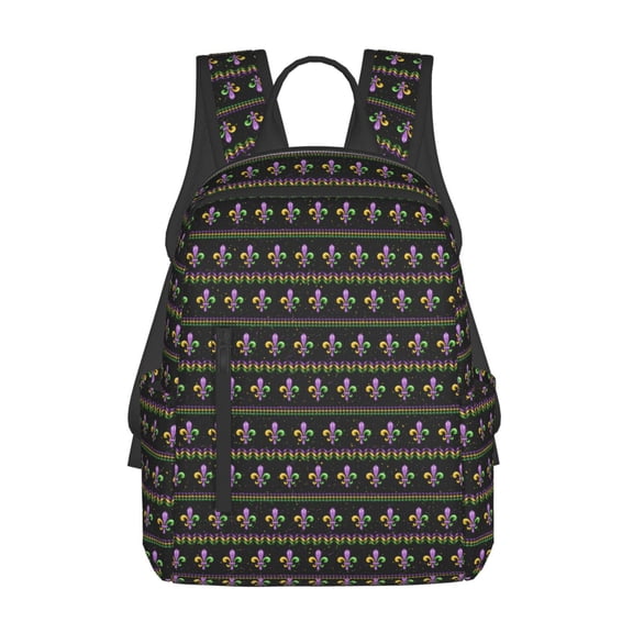 Defioc Mardi Gras Fleur de Lis Pattern Travel Laptop Backpack,Lightweight Backpack Travel Hiking Daypack Backpack Work Bag for Men Women