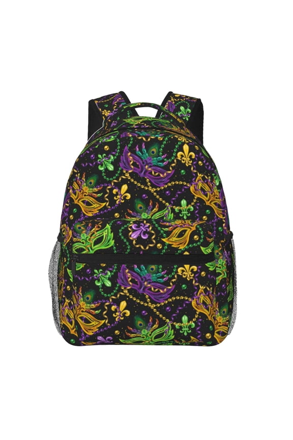 Mardi Gras Surface Pattern Laptop Backpack,Travel Backpack Outdoor Activities Bag Daypack for Travel Hiking Shopping Daily