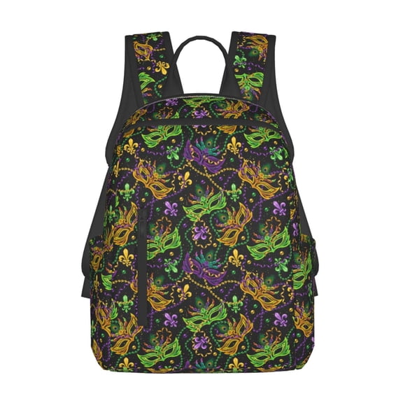Defioc Mardi Gras Surface Pattern Travel Laptop Backpack,Lightweight Backpack Travel Hiking Daypack Backpack Work Bag for Men Women