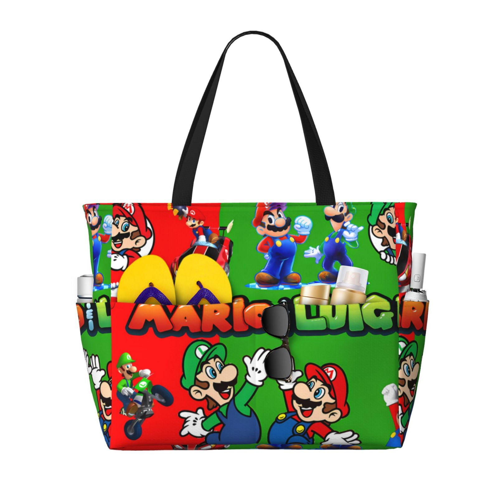 Woeoe Holographic Clear Tote Bag - Large Iridescent PVC Beach Bag, Waterproof, 12"x14"x5"