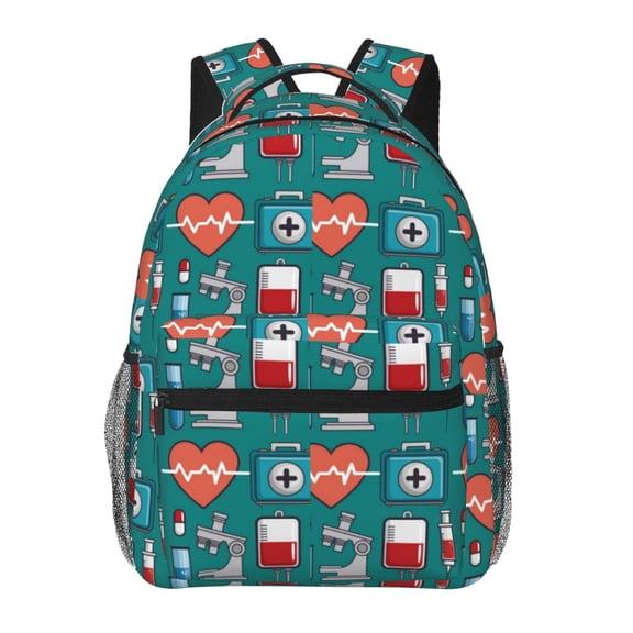 Defioc Medical Elements Pattern Laptop Backpack,Travel Backpack Outdoor Activities Bag Daypack for Travel Hiking Shopping Daily