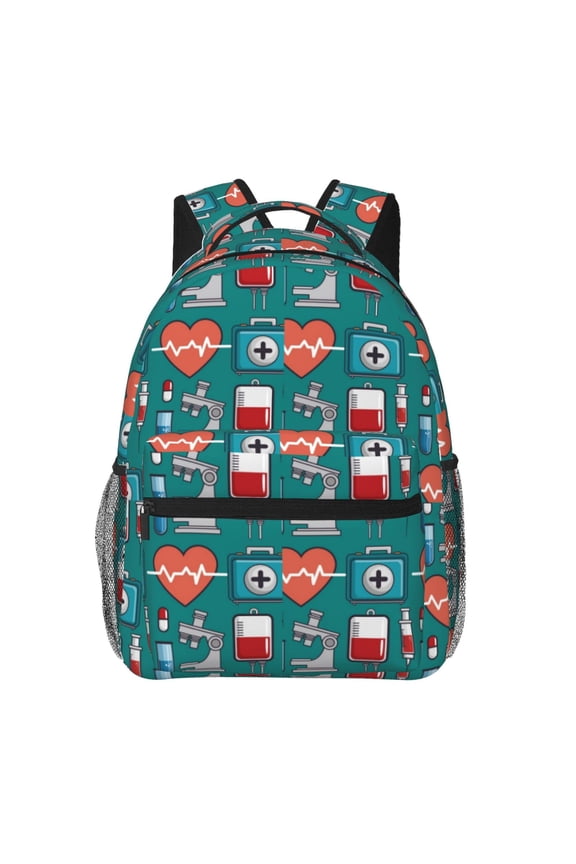 Medical Elements Pattern Laptop Backpack,Travel Backpack Outdoor Activities Bag Daypack for Travel Hiking Shopping Daily