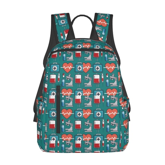 Defioc Medical Elements Pattern Travel Laptop Backpack,Lightweight Backpack Travel Hiking Daypack Backpack Work Bag for Men Women