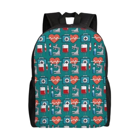 Defioc Medical Elements Print Backpack -Travel,or Work Bookbag Daypacks with 15-Inch Laptop Sleeve and Dual Water Bottle Pockets