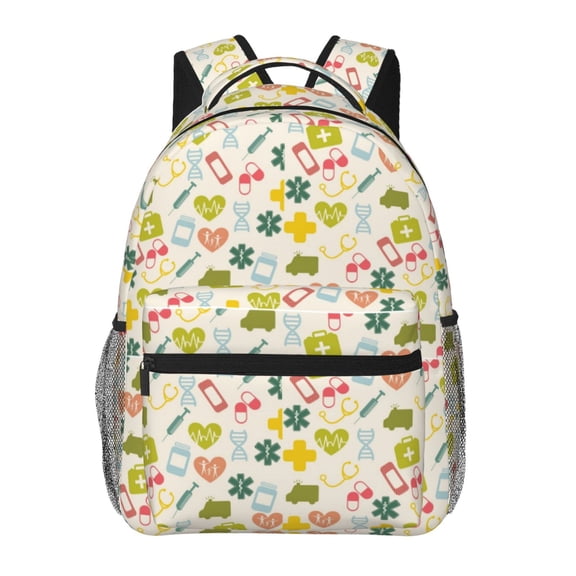 Defioc Medical Icons Pattern Laptop Backpack,Travel Backpack Outdoor Activities Bag Daypack for Travel Hiking Shopping Daily