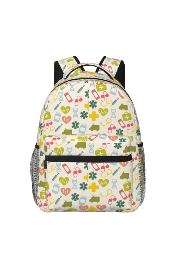 Medical Icons Pattern Laptop Backpack,Travel Backpack Outdoor Activities Bag Daypack for Travel Hiking Shopping Daily