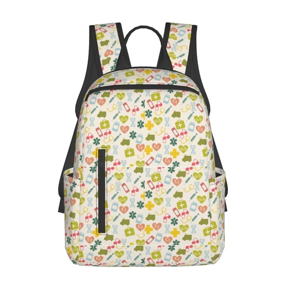 Defioc Medical Icons Pattern Travel Laptop Backpack,Lightweight Backpack Travel Hiking Daypack Backpack Work Bag for Men Women