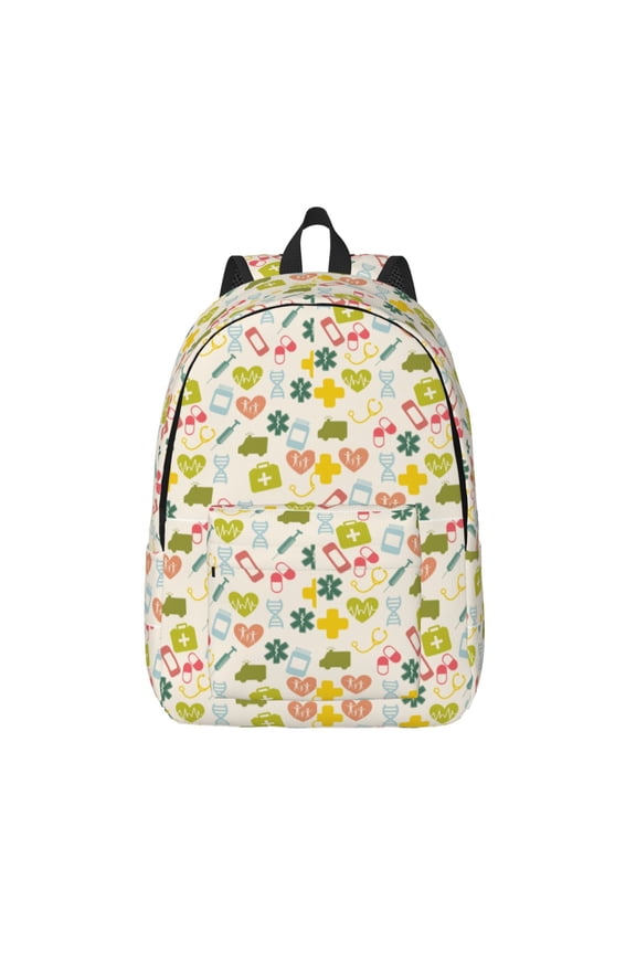 Medical Icons for Canvas Backpack,Travel Rucksack Unisex Knapsack Laptop Backpack for Work & College -Medium
