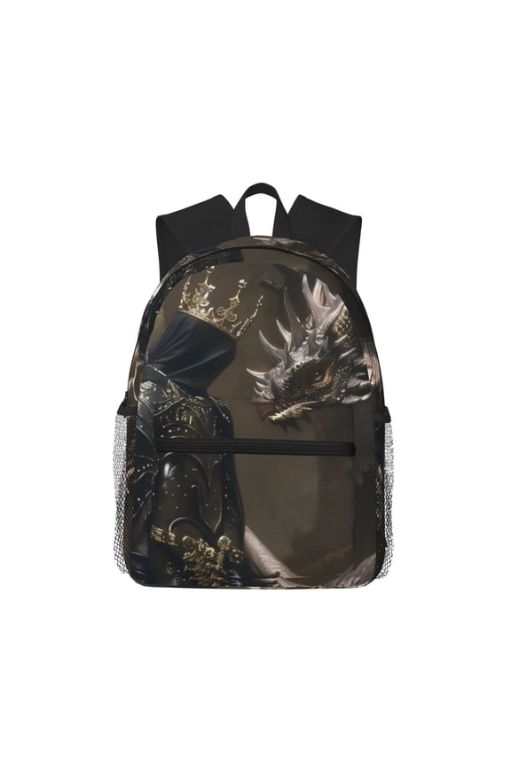 Medieval Knight And Dragon Pattern Laptop Backpack for Men and Women,Casual Backpack Dayback Sports Bookbag for Travel Running Hiking