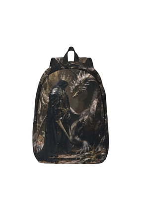 Medieval Knight And Dragon for Canvas Backpack,Travel Rucksack Unisex Knapsack Laptop Backpack for Work & College -Medium