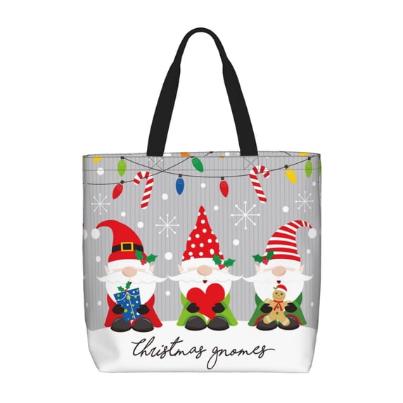 Defioc Merry Christmas Gnome1 Pattern Tote Bag for Women,Large Capacity Tote Bag with Zipper Casual Shoulder Handbags Shopping Bag