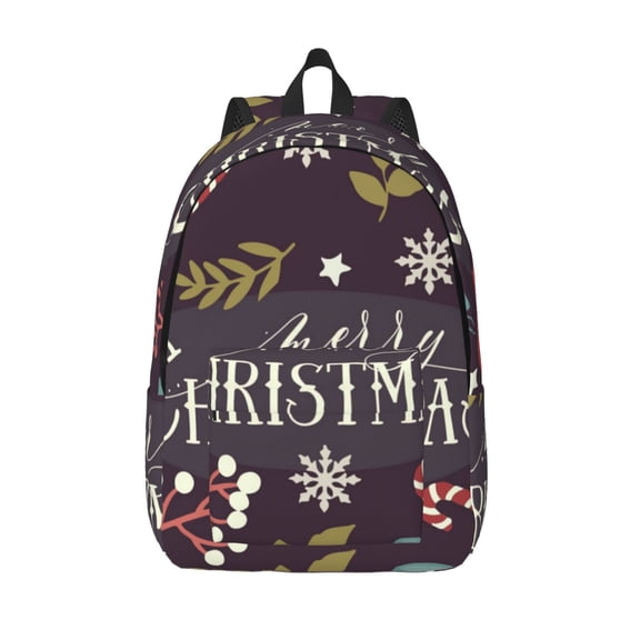 Defioc Merry Christmas for Canvas Backpack,Travel Rucksack Unisex Knapsack Laptop Backpack for Work & College -Medium