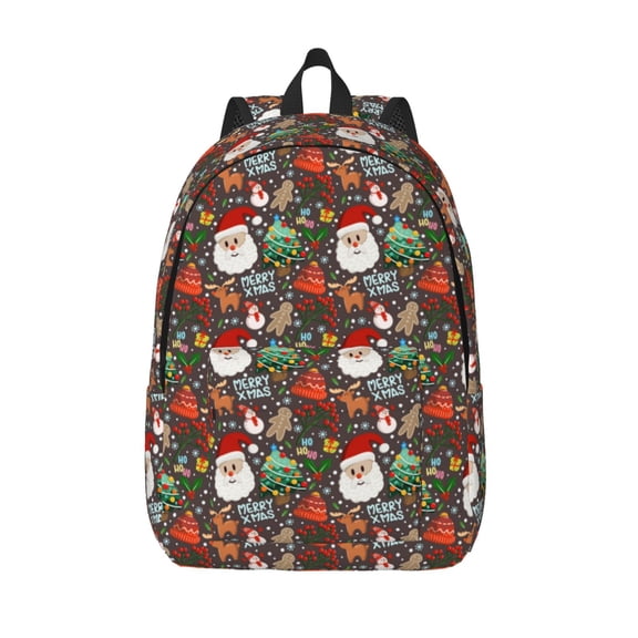 Defioc Merry Christmas for Canvas Backpack,Travel Rucksack Unisex Knapsack Laptop Backpack for Work & College -Small