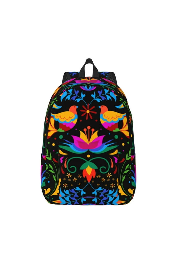 Mexican Flower Traditional1 for Canvas Backpack,Travel Rucksack Unisex Knapsack Laptop Backpack for Work & College -Small