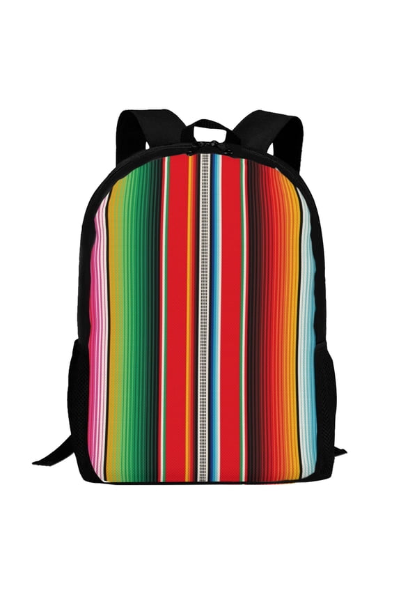 Mexican Serape Blanket Stripes Pattern Carry on Backpack,16.5x12.5x5.5 Personal Item Bag Carry On Backpack Water Resistant Lightweight Daypack