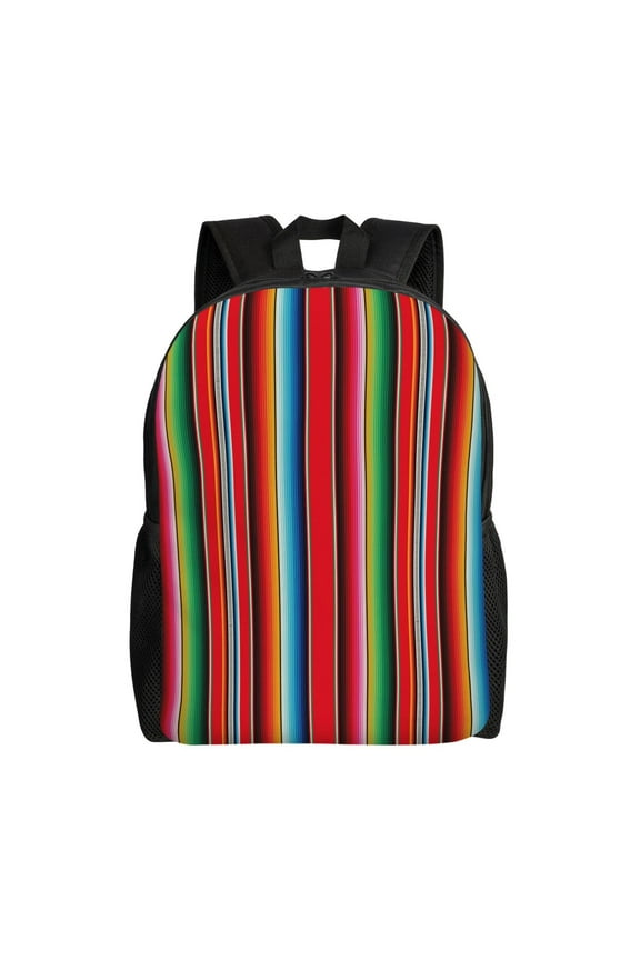 Mexican Serape Blanket Stripes Print Backpack -Travel,or Work Bookbag Daypacks with 15-Inch Laptop Sleeve and Dual Water Bottle Pockets