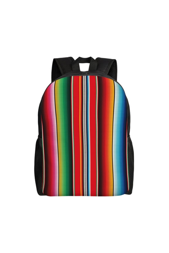 Mexican Serape Blanket Stripes Print Backpack -Travel,or Work Bookbag Daypacks with 15-Inch Laptop Sleeve and Dual Water Bottle Pockets