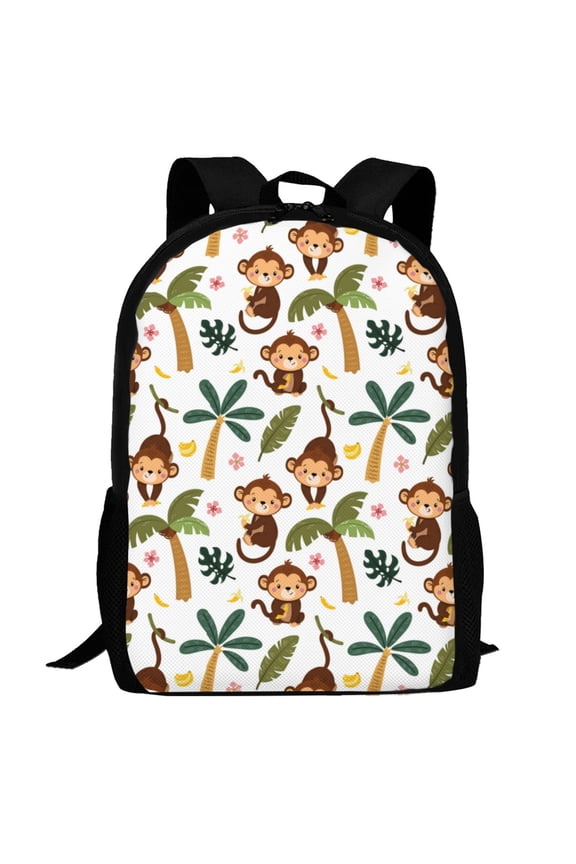 Monkeys Swinging from Palms Pattern Carry on Backpack,16.5x12.5x5.5 Personal Item Bag Carry On Backpack Water Resistant Lightweight Daypack