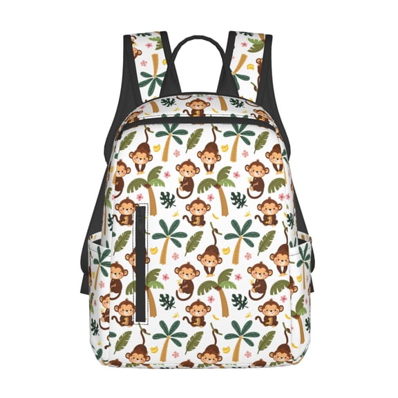 Defioc Monkeys Swinging from Palms Pattern Travel Laptop Backpack,Lightweight Backpack Travel Hiking Daypack Backpack Work Bag for Men Women