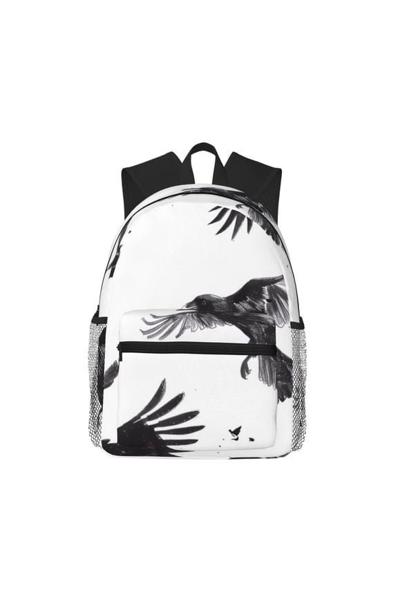 Monochrome Flying Ravens Pattern Laptop Backpack for Men and Women,Casual Backpack Dayback Sports Bookbag for Travel Running Hiking