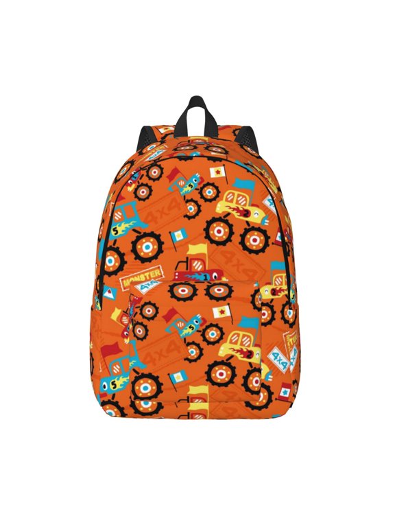 Monster Truck,Truck Cartoon for Canvas Backpack,Travel Rucksack Unisex Knapsack Laptop Backpack for Work & College -Medium