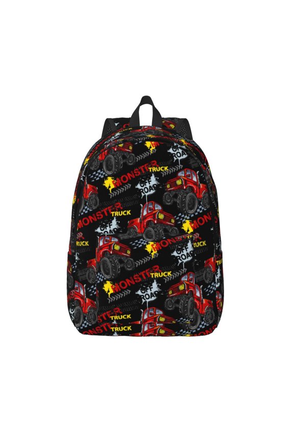 Monster Truck for Canvas Backpack,Travel Rucksack Unisex Knapsack Laptop Backpack for Work & College -Medium