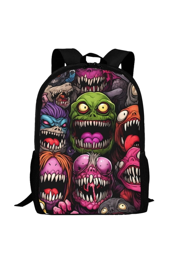 Monstrous Cartoon Characters Pattern Carry on Backpack,16.5x12.5x5.5 Personal Item Bag Carry On Backpack Water Resistant Lightweight Daypack
