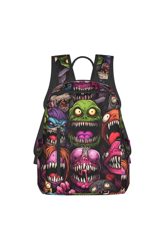 Monstrous Cartoon Characters Pattern Travel Laptop Backpack,Lightweight Backpack Travel Hiking Daypack Backpack Work Bag for Men Women