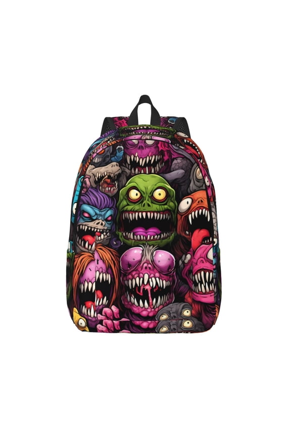 Monstrous Cartoon Characters for Canvas Backpack,Travel Rucksack Unisex Knapsack Laptop Backpack for Work & College -Small