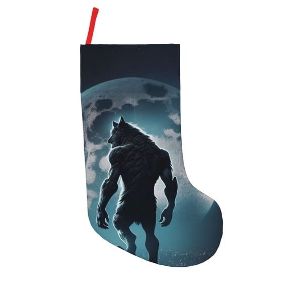 Defioc Moon Wolf Warrior for Christmas Stockings 18" Personalized Holiday Stocking for Family, Farmhouse Decor, Xmas Tree Decoration, 1 Pack